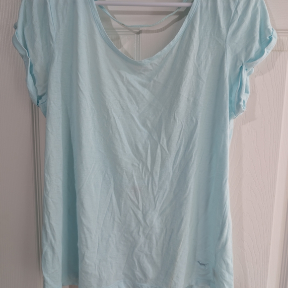 PINK Victoria's Secret Light Blue Short Sleeve Tee - Picture 1 of 4